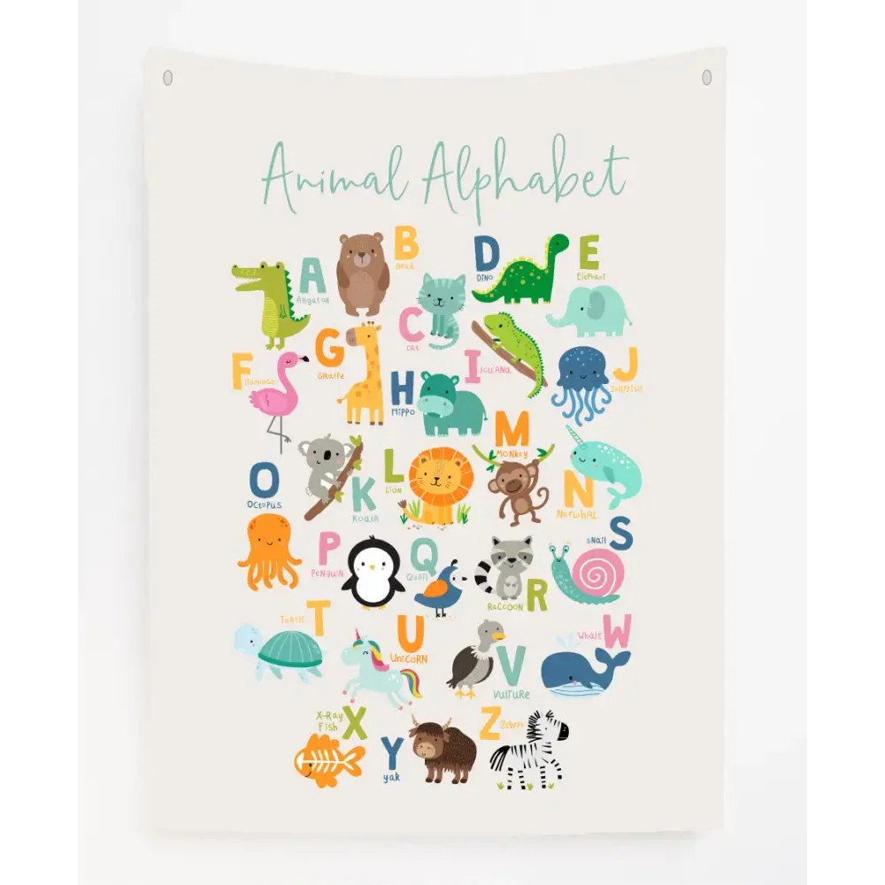 Animal Alphabet Colour Canvas Wall Hang - by Timber Tinkers