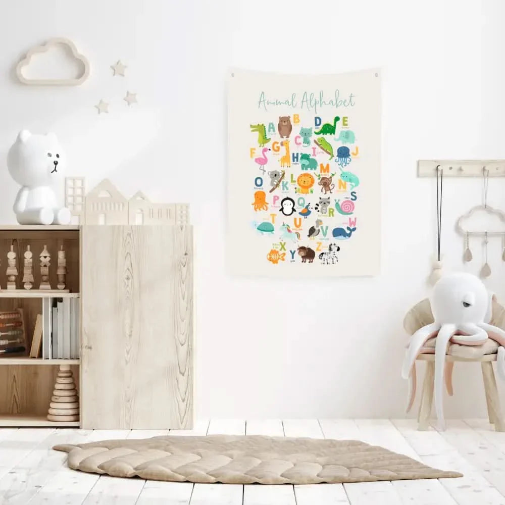 Animal Alphabet Colour Canvas Wall Hang - by Timber Tinkers